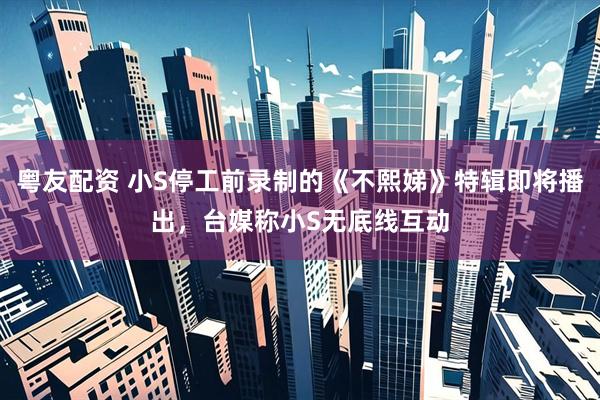 粤友配资 小S停工前录制的《不熙娣》特辑即将播出，台媒称小S无底线互动