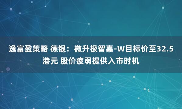 逸富盈策略 德银：微升极智嘉-W目标价至32.5港元 股价疲弱提供入市时机