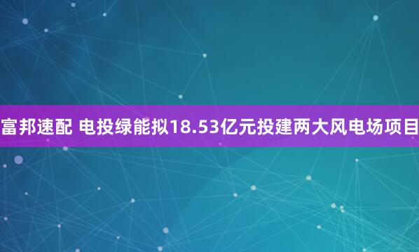 富邦速配 电投绿能拟18.53亿元投建两大风电场项目
