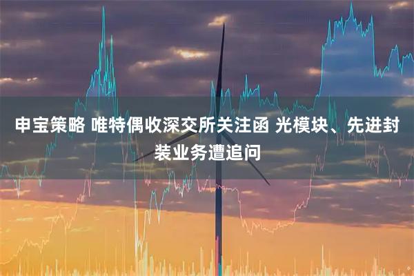 申宝策略 唯特偶收深交所关注函 光模块、先进封装业务遭追问